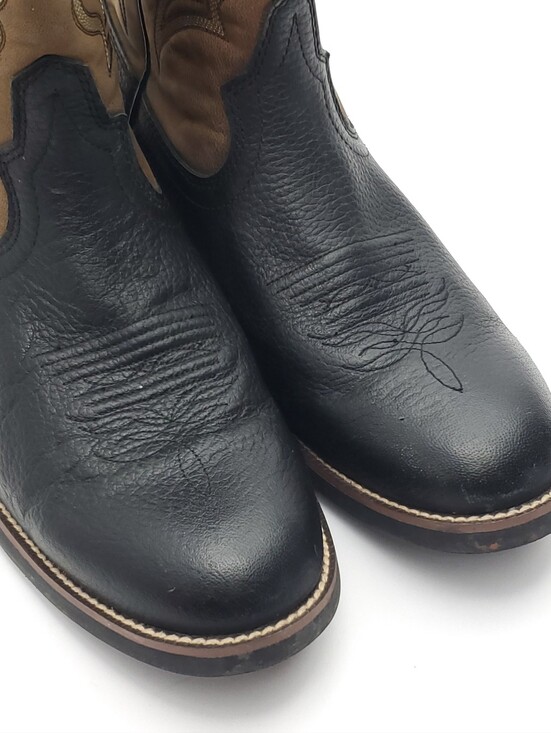 Justin Boots Mens 7220 Black & Brown Leather Western Cowboy Workwear Size 10.5D main image 4
